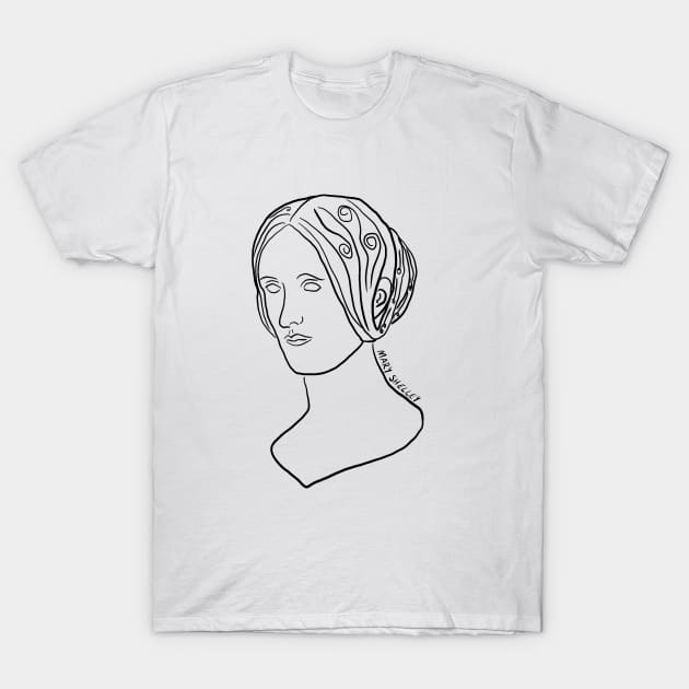 Mary Shelley Line Art T-Shirt by iliketeasdesigns